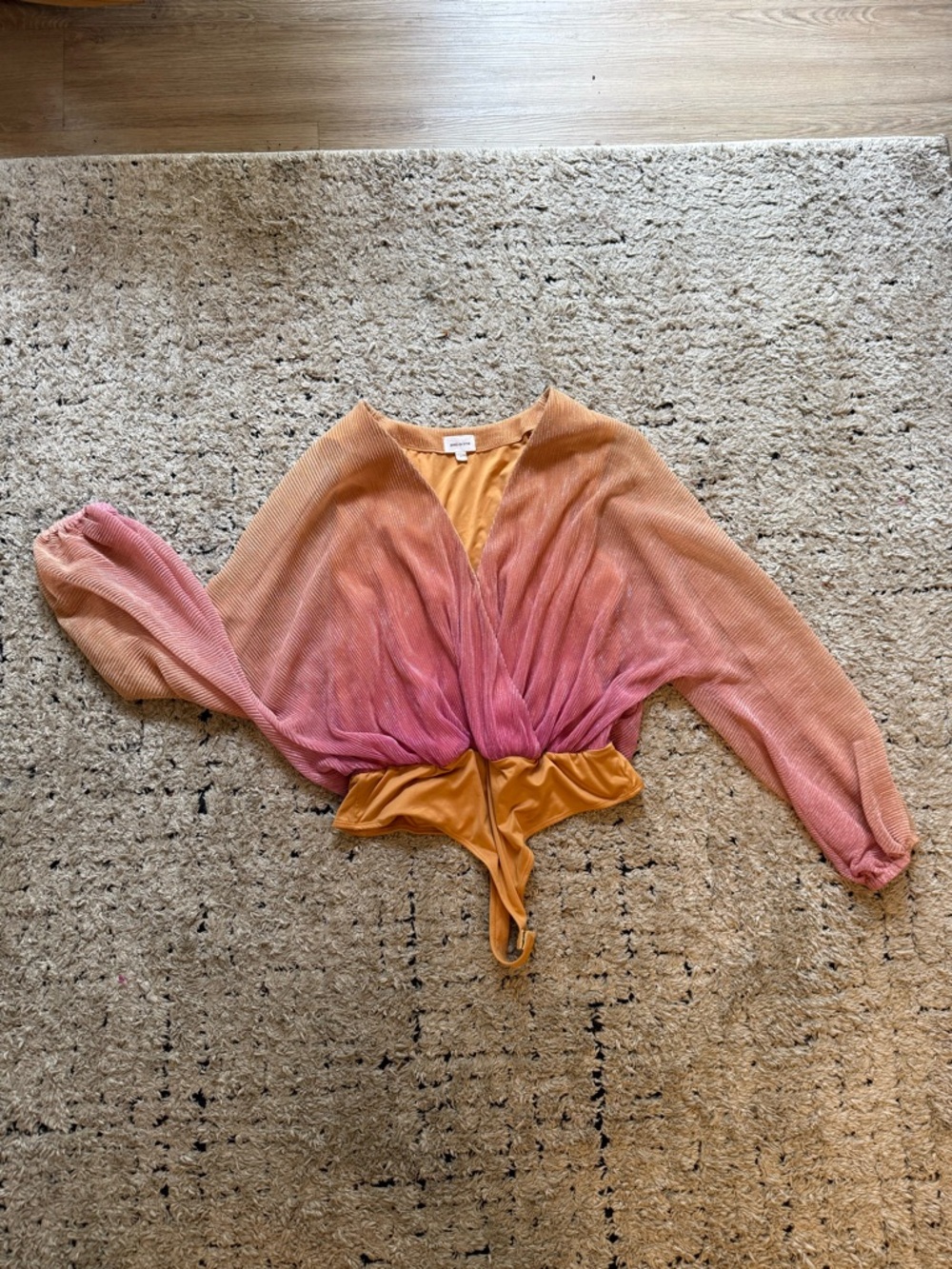 Song of Style Pink to Mustard Ombre Cropped Bodysuit